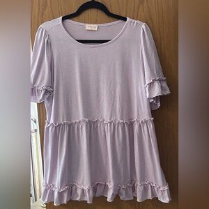 Light Lavender Ruffle Tiered Tunic Top by Hailey and Co.